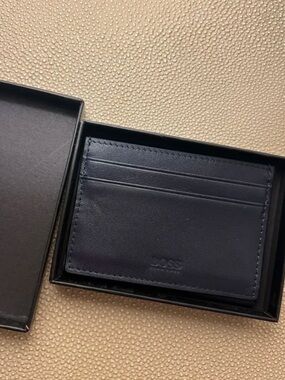 Authentic BOSS Randy Black Leather Card Case/ Holder